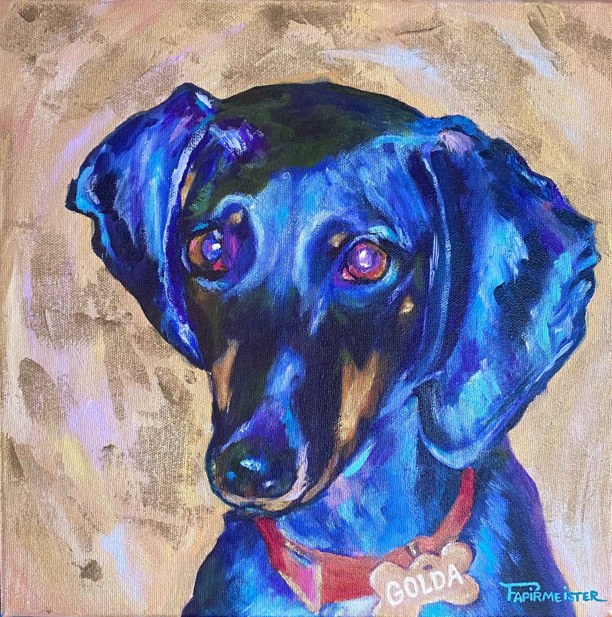 Sara Papirmeister Dog Portrait Art Oil Painting