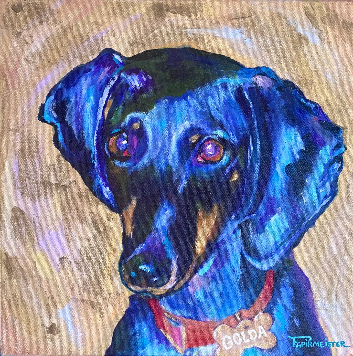 Sara Papirmeister Dog Portrait Art Oil Painting