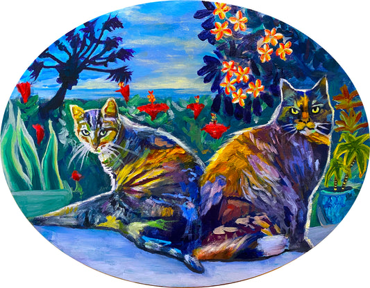 Sara Papirmeister Ocean Art Cat Portrait Oil Painting